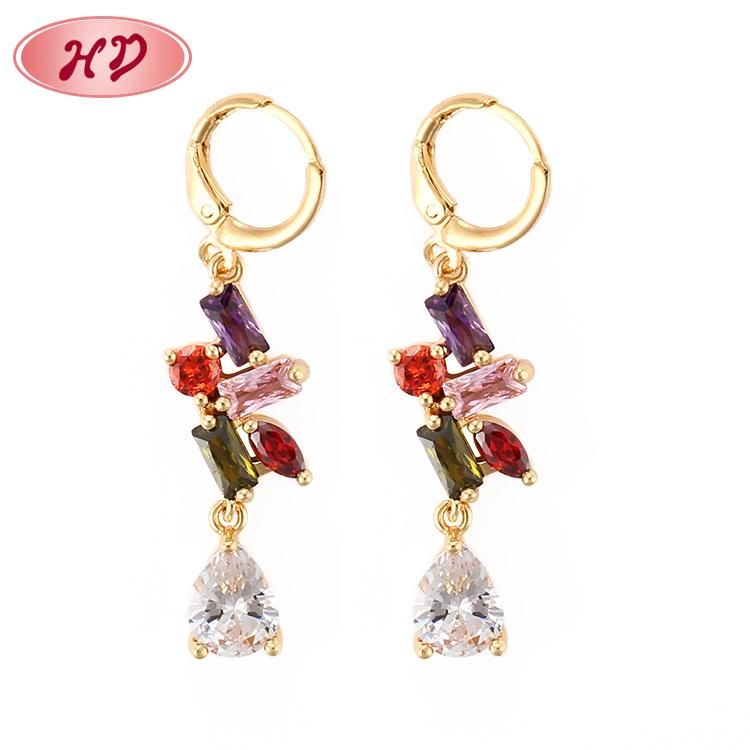 2020 New Design Fashion Women′s Jewelry 18K Gold Plated Drop Earrings with Zircon