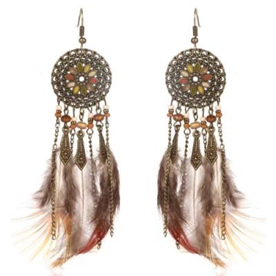 Fashionable Long Feathered Tassel Earrings