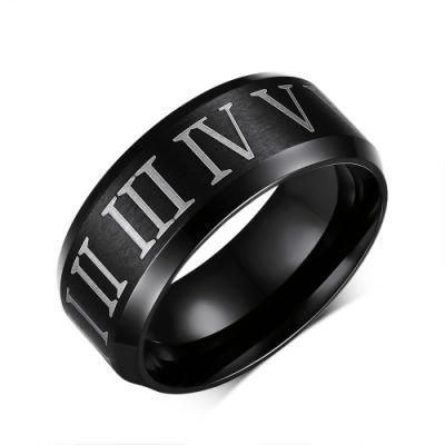 Best Price Custom Rome Number Engraved Stainless Steel Rings Men