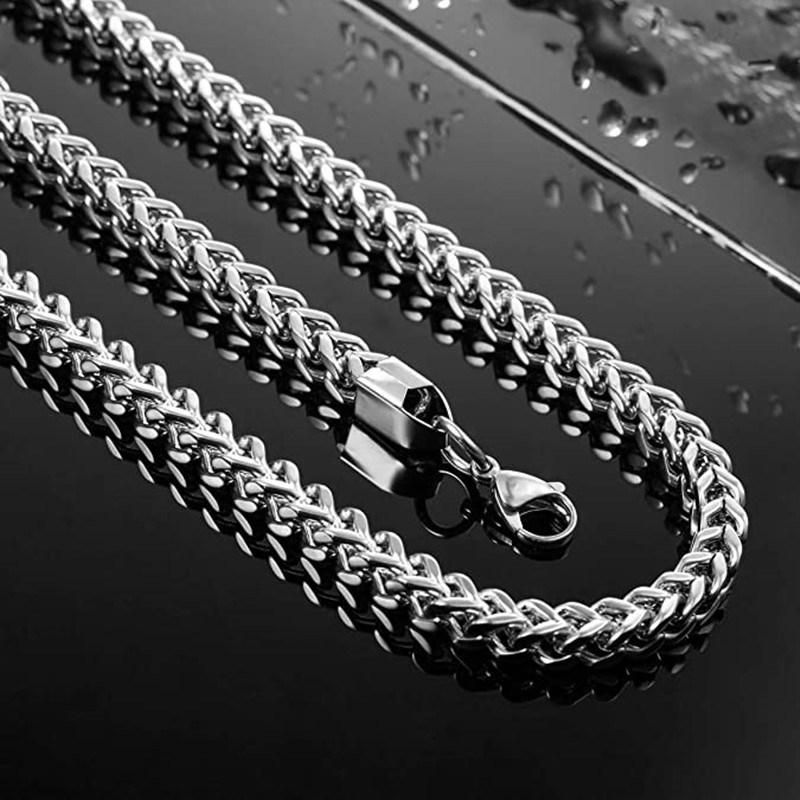 Foxtail Chain Necklace for Men Women Stainless Steel Cuban Link Chain Necklaces Jewelry