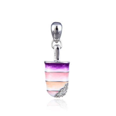 Summer Element Cute 925 Sterling Silver Enamel Ice Cream Pendant