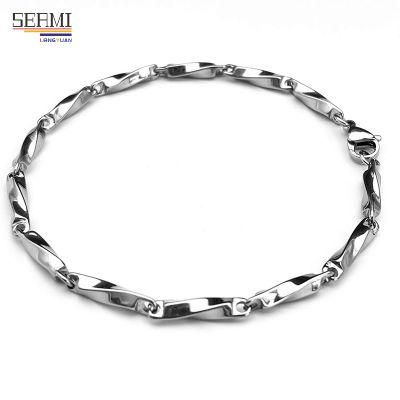 Titanium Steel Stainless Steel Twisted Stick Melon Seed Chain Bracelet