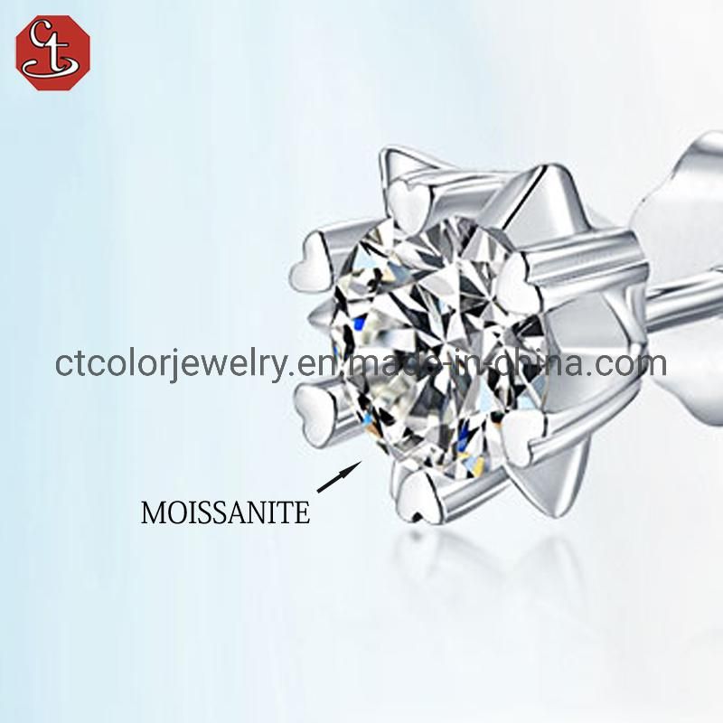 Fashion jewelry 1 carat moissanite diamond snowflake ear studs simple earring for girls