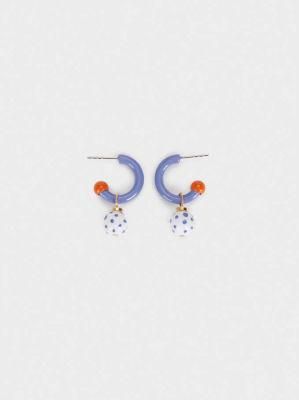 Women Fashion Jewelry Acrylic Small Hoop Earrings with Ball Pendants