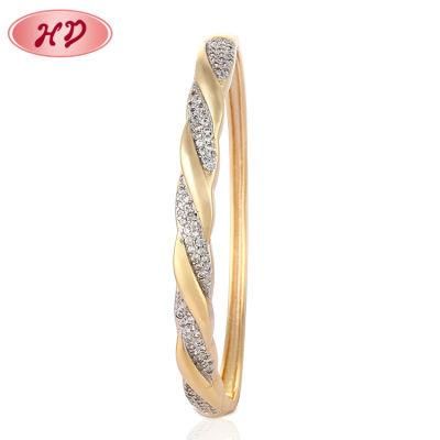 Latest Copper Designs Handmade Charm Colorful Crystal 18K Gold Plated Bangle for Women