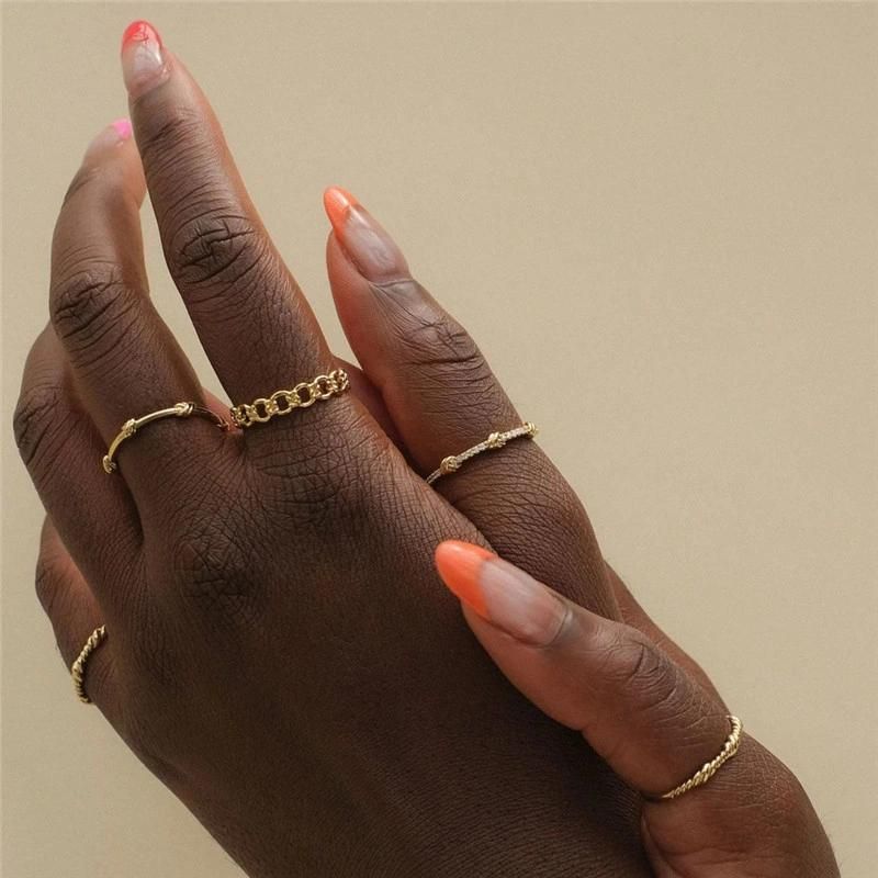 18K Gold Plated Best Quality Round Cut out Chain Rings for Women