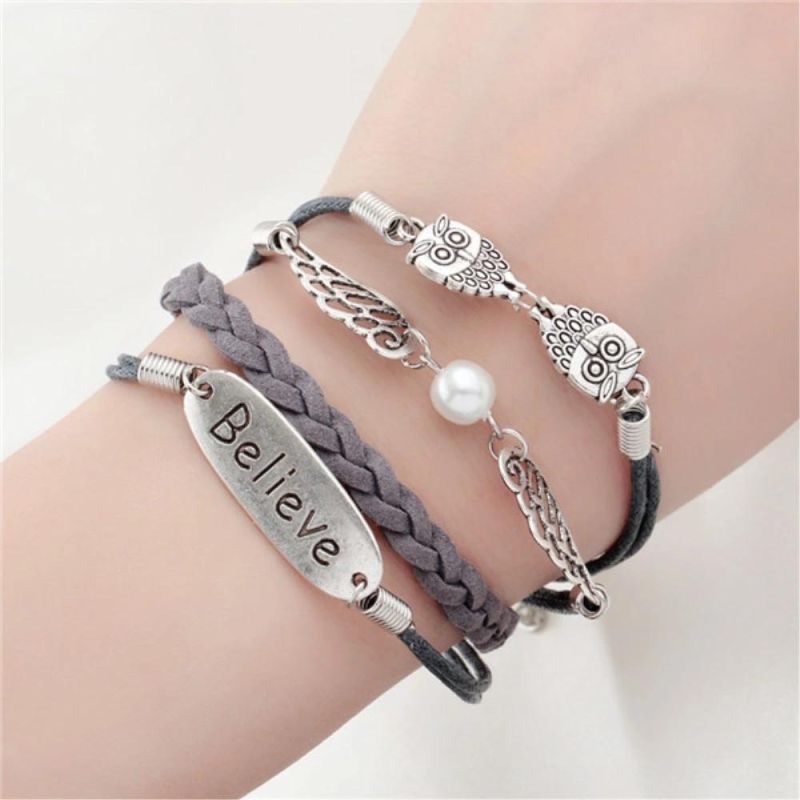 Anchor Shape Mixed Bracelet Leather