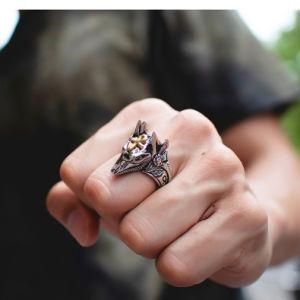 Domineering Punk Egypt Anubis Hotep Stainless Steel Cross Men&prime;s Rings
