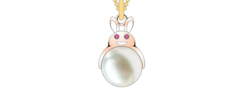 2020 Newly Good Fashion Simple Pearl Pink Rabbit Jewelry Set