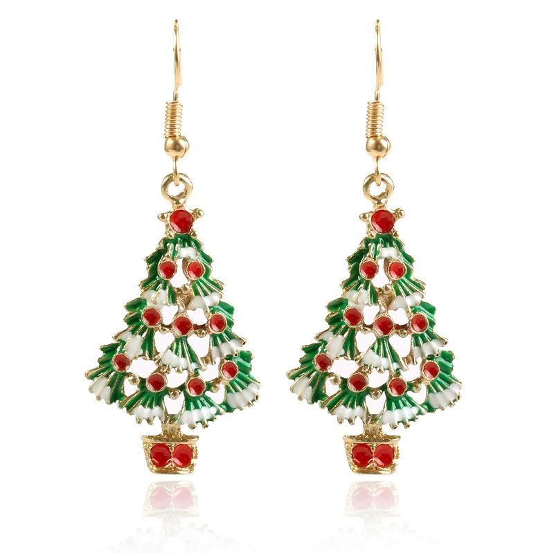 Fashion Jewelry for Christmas Holiday Tree Shape with Enamel Stud Earrings