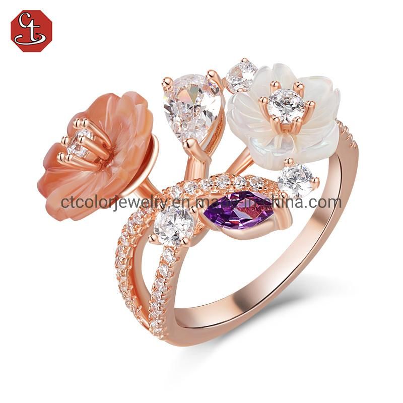 New Jewelry White cz,Pink and White MOP Flower Rose plated Earrings