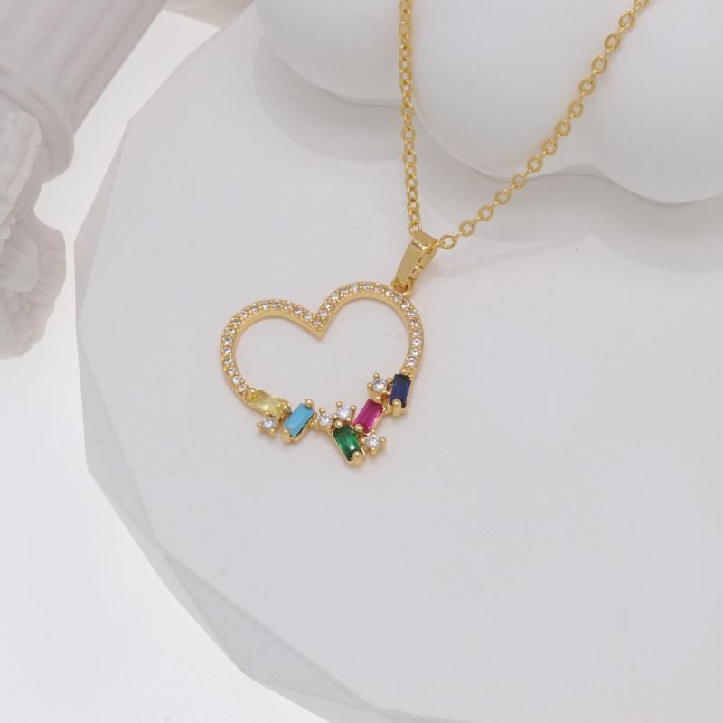 Wholesale Colored Zircon Heart Shape Girls Fashion Jewelry Necklace