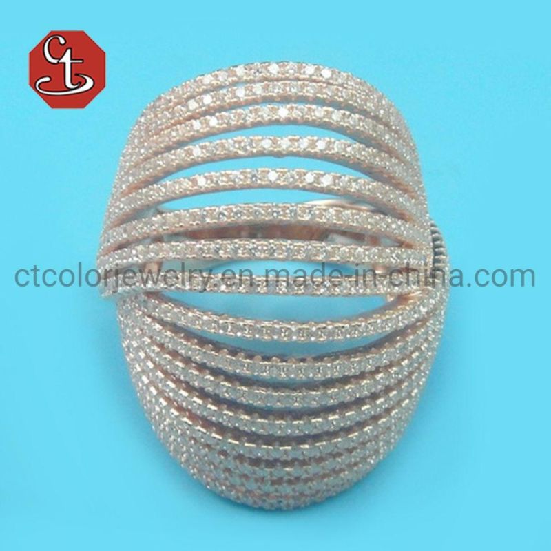 Luxury Women Ring AAA Cubic Zirconia Shiny Crystal Multi-Layered Design Fashion Jewelry for Wedding Party Dating Gift