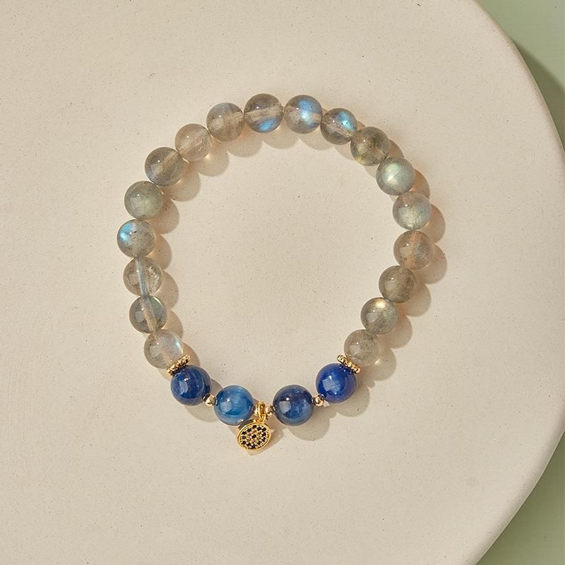 Fashion Jewelry Crystal Bracelets Natural Blue Crystal Grey Moonstone Strand