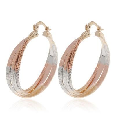 Wholesale Statement Tricolor Gold Plated Fashion Earrings