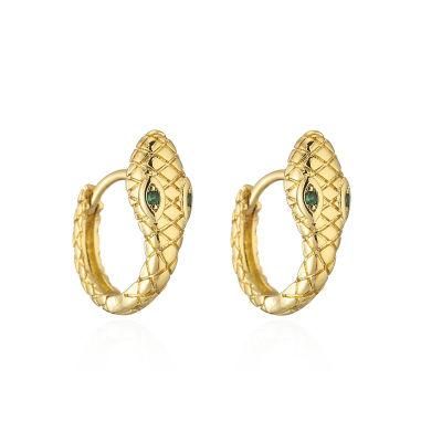 Boho Style Copper Plated Real Gold Snake Earrings