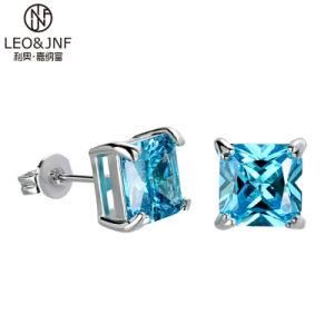 Factory Direct Supply Newest 2019 Custom Logo 8mm Princess Cut Color Zircon Womens Single CZ Stud Earrings