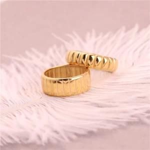 Hot Selling18K Gold Plated Stainless Steel Chunky Croissant Dome Ring Women Fashion Jewelry