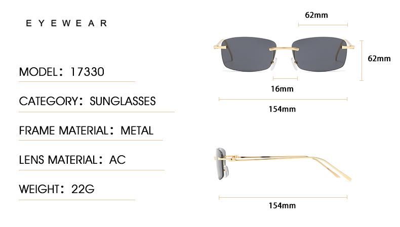 Rimless Sunglasses European and American Trend Female Gradient Color Square Ins Net Red Sunglasses Cross-Border Street Photography Glasses