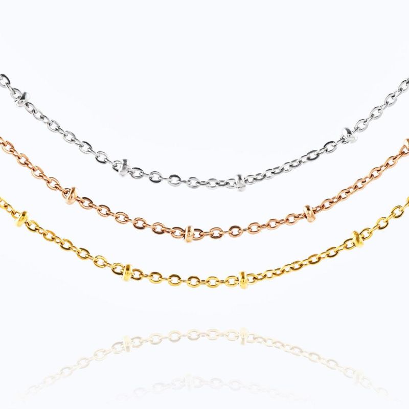 Fashion Jewelry Imitation Gold Plated Rose Gold Stainless Steel Anklet Bracelet Jewellery Making Chain Necklace
