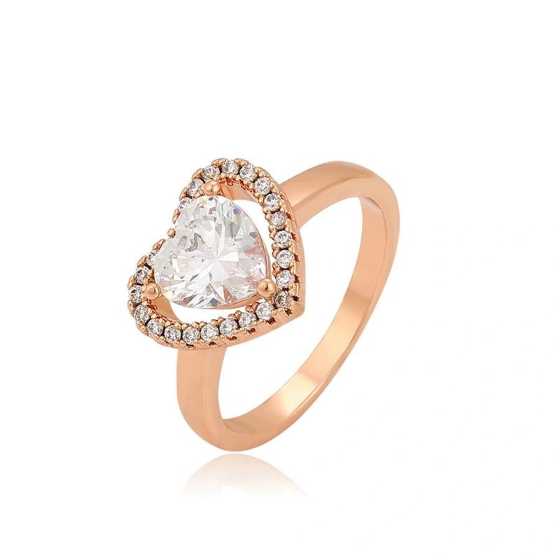 Elegant Fashion Heart Shaped Diamond New Design Alloy Ring