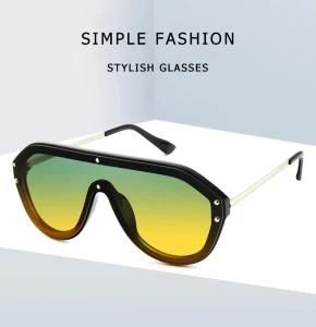 Fashion Multicolor Ladies One Piece Gradient Vintage Oversized Sunglass
