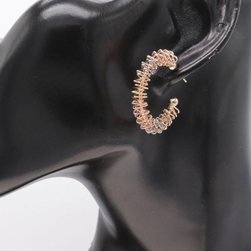 New Korean Fashion Three-Color Gold-Plated Spring Wire Earrings