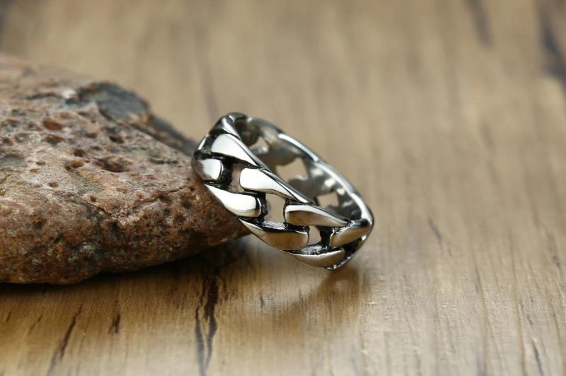 European and American Wave Finger Ring in Stainless Steel Material
