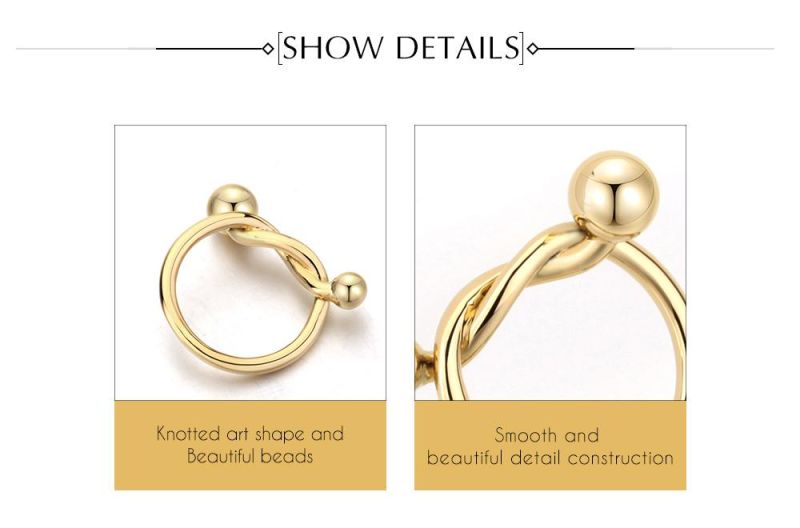Knotted Art Shape and Beads Wedding Brass Ring