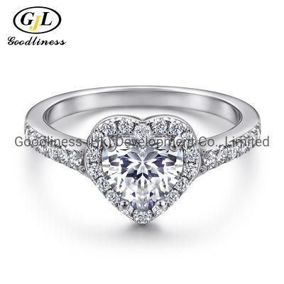 925 Sterling Silver Women Heart Halo Engagement Rings Fashion Jewelry