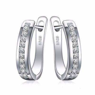 925 Sterling Silver Earring Channel Eternity English Lock Fashion Jewelry for Women