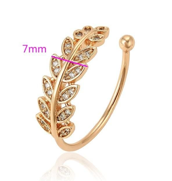 Unique Design Beautiful Ladies Jewelry Leaf Shaped Zircon Inset Finger Ring for Wholesale