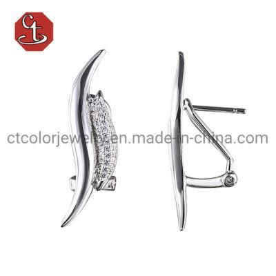 Curve Silver Earring with CZ Fashion Stud Earring for Jewelry Set