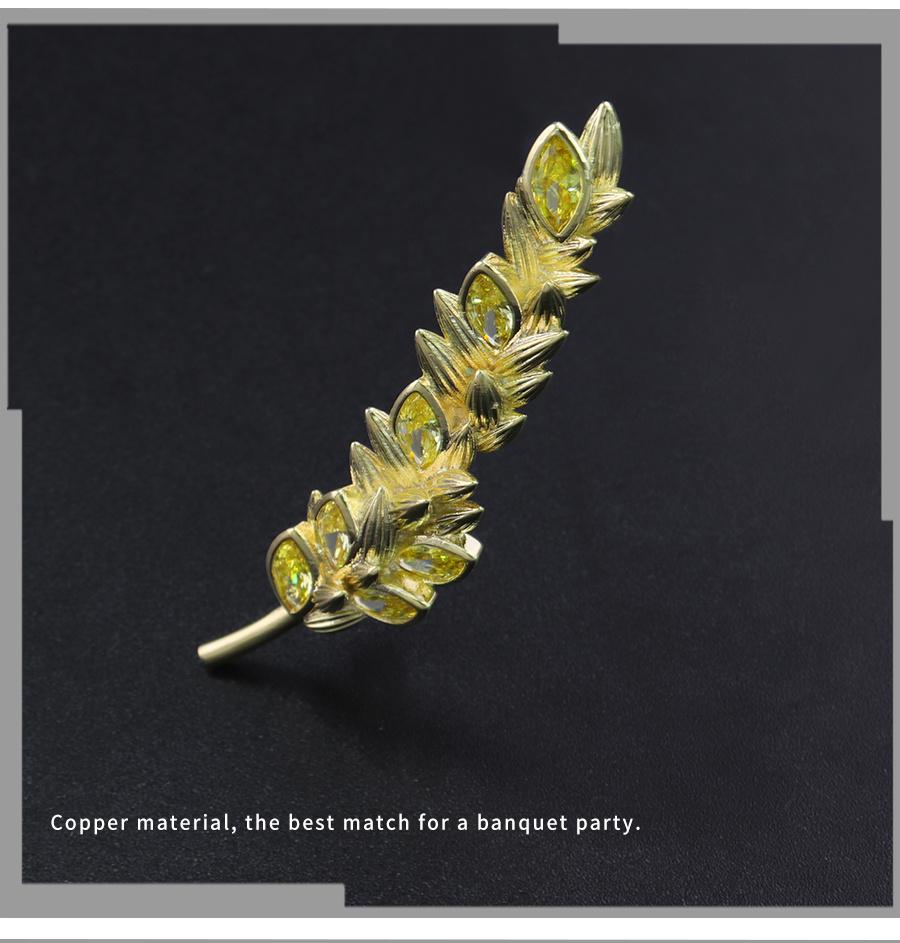 Diamond Studded Wheat Ear Pin Dress with Fashionable Three-Dimensional Pattern Brooch