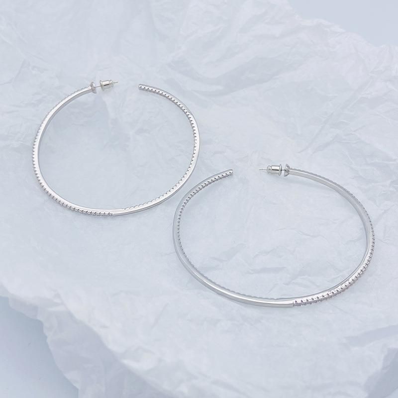 925 Sterling Silver Needle Large Circles Brass Earring