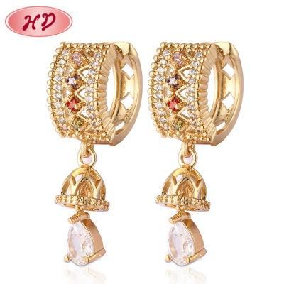 Fashion Latest Design Yellow Gold Plated with Stone Earring