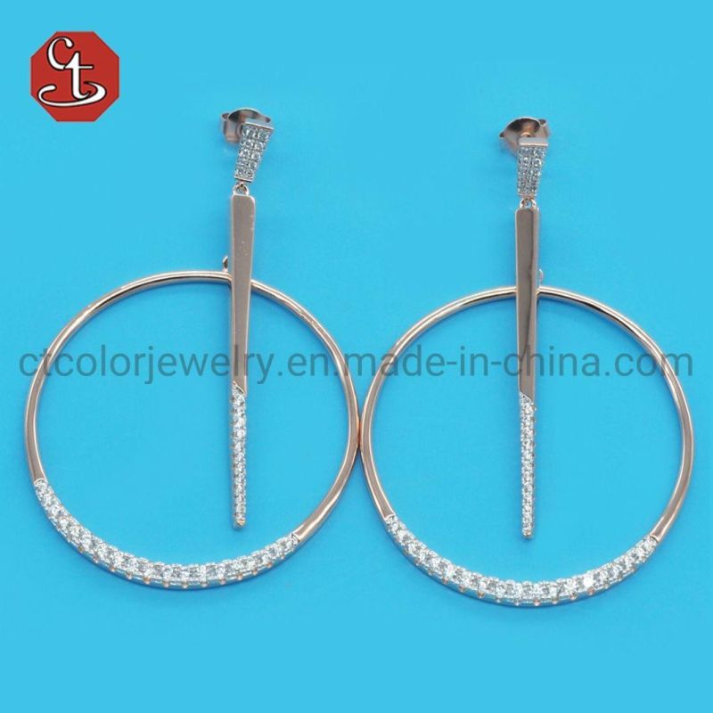 Big hoop Plain earring with DOT 925 silver or Brass Fashion Jewelry
