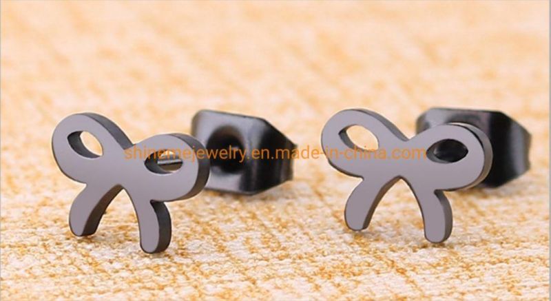 Factory Wholesale Fashionable Simple Wisp Bow Earrings Stainless Steel Titanium Steel Sweet Exquisite Ear Jewelry Er6221