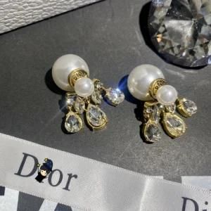 Women Fashion Earrings Jewelry Gold Plated Twisted Hoop Large Rhinestone Earrings
