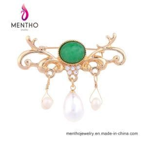 Generous Fashion Diamond-Encrusted Pendant Lady Pearl Brooch Pin Jewelry