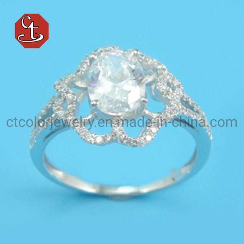 Trendy Diamond Elegant Design Hot Sale Rings For Women Sweet White Zircon Cubic Silver Rings Female Wedding jewelry