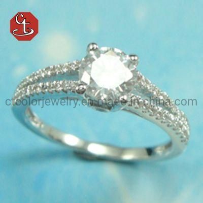Classic Wedding Proposal Silver Rings For Women Luxury Shiny Zircon Rhodium Lover Ring Fashion Jewelry