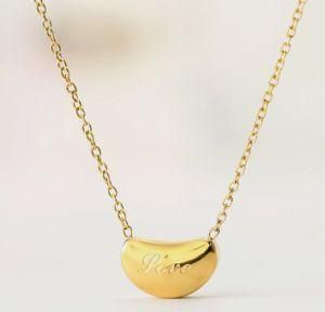 Gold Plated Bean Necklace Love Inscription Stainless Steel Pendant Necklace Jewelry