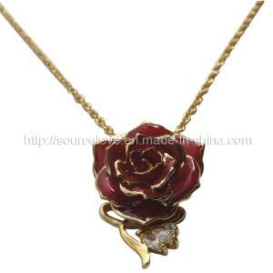 24k Gold Roses Necklace for Christmas Gift (XL009)