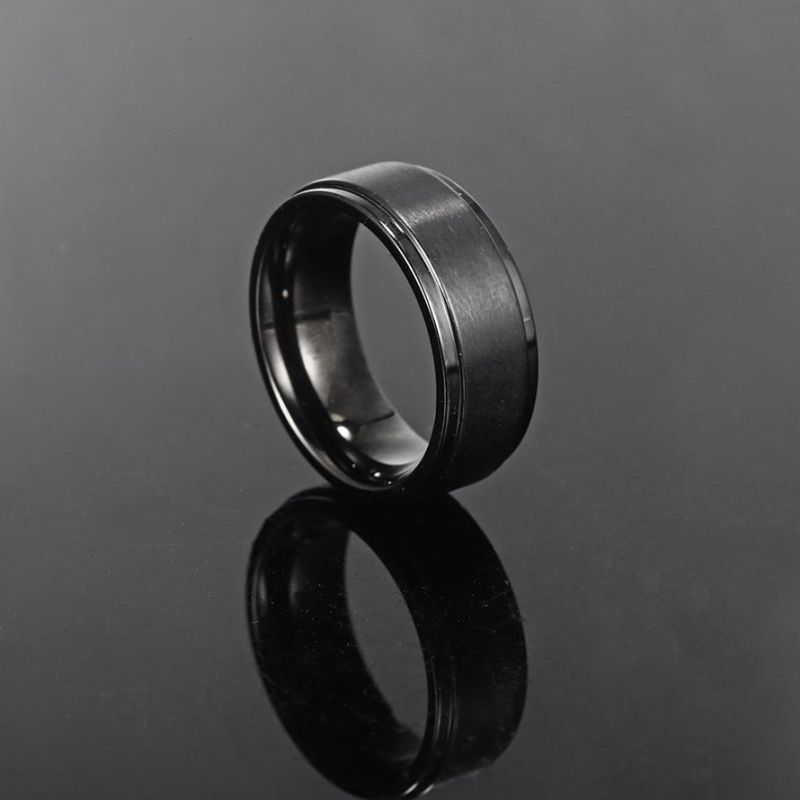 Trendy Stainless Steel Fashion Ring Her Jack His Sally Black Couple Rings
