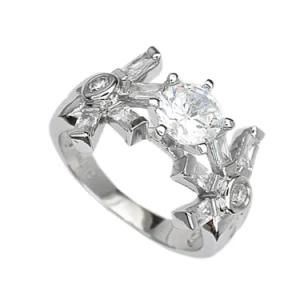 Haylee Jewels Sterling Silver Diamond Criss Fashion Ring