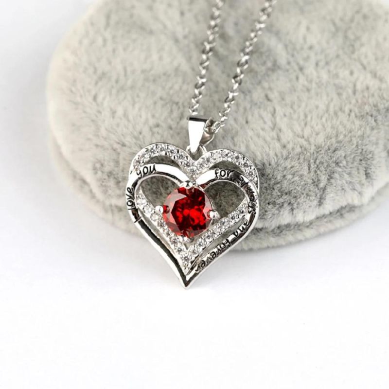 Heart Shaped Love Cubic Zirconia S925 Sterling Silver Necklace Indian Accessories Women