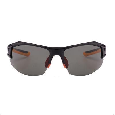 2019 Black Half Frame Sports Sunglasses with Yellow Rubber