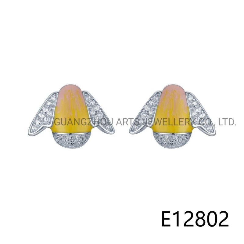 Trendy Enamel Insect AAA CZ 925 Silver Stud Earring