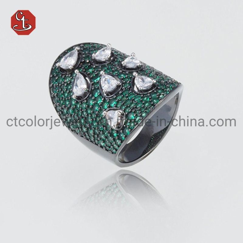 Colorful Diamonds CZ Finger Ring Peacock Silver Animal Ring